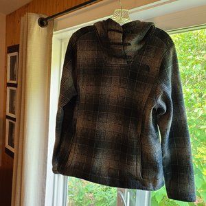 north face sherpa hoodie plaid womens